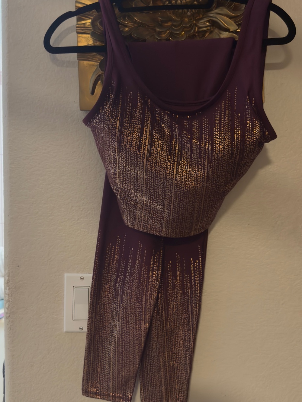 Women’s Plum Metallic-Accent Active Jumpsuit